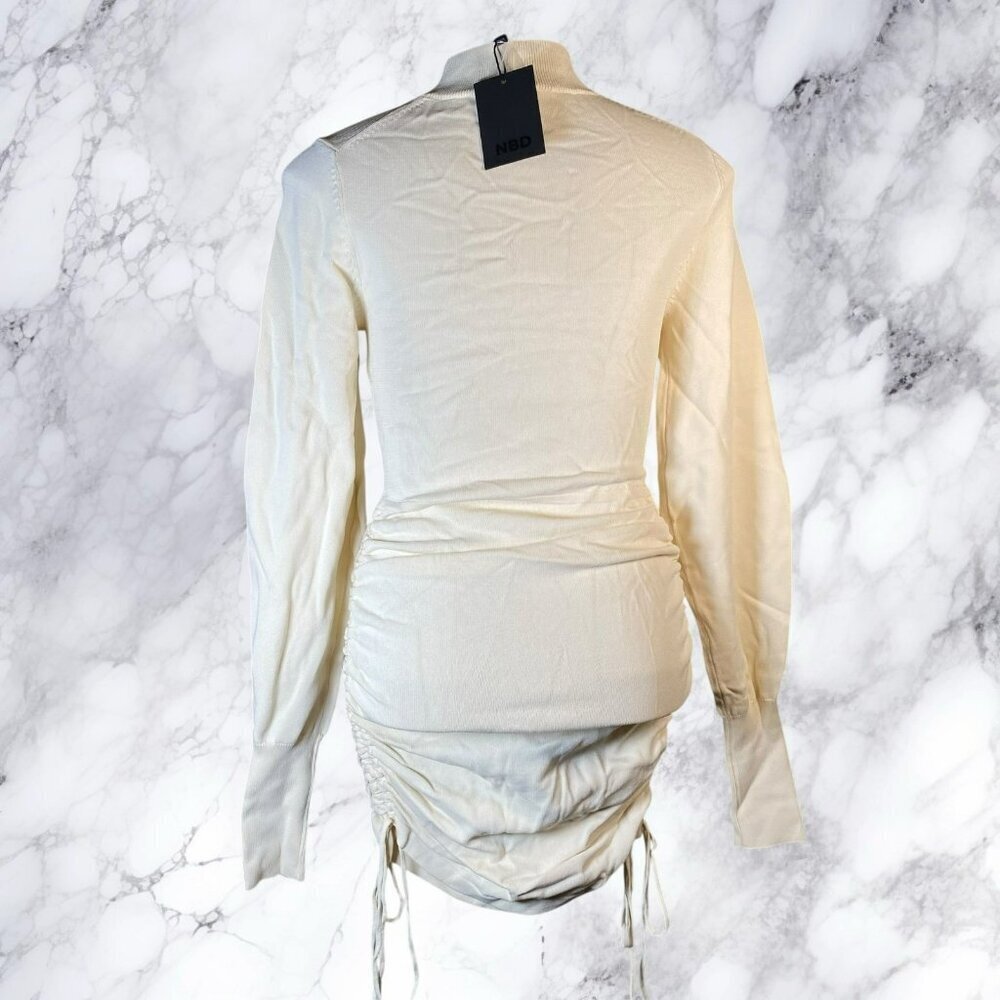 NBD Tanner Ruched Mini Dress Ivory - Picture 7 of 12